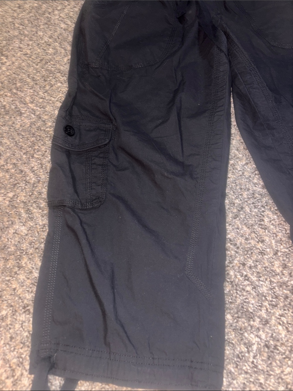 100% cotton Black Cargo Capris with Utility Pockets - Picture 3 of 6